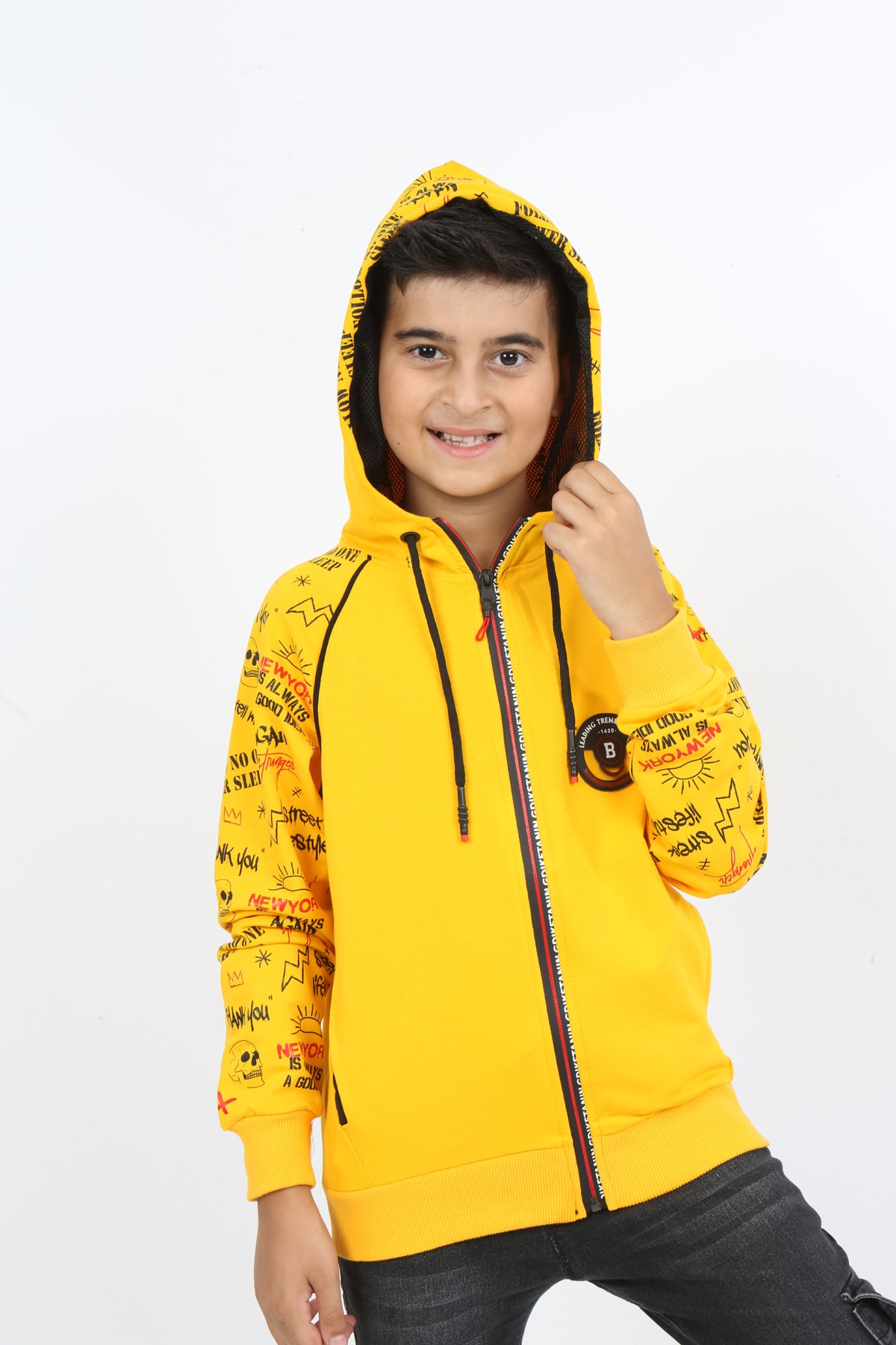 Erkek Çocuk Fermuarlı Kapüşonlu Cepli Sweatshirt