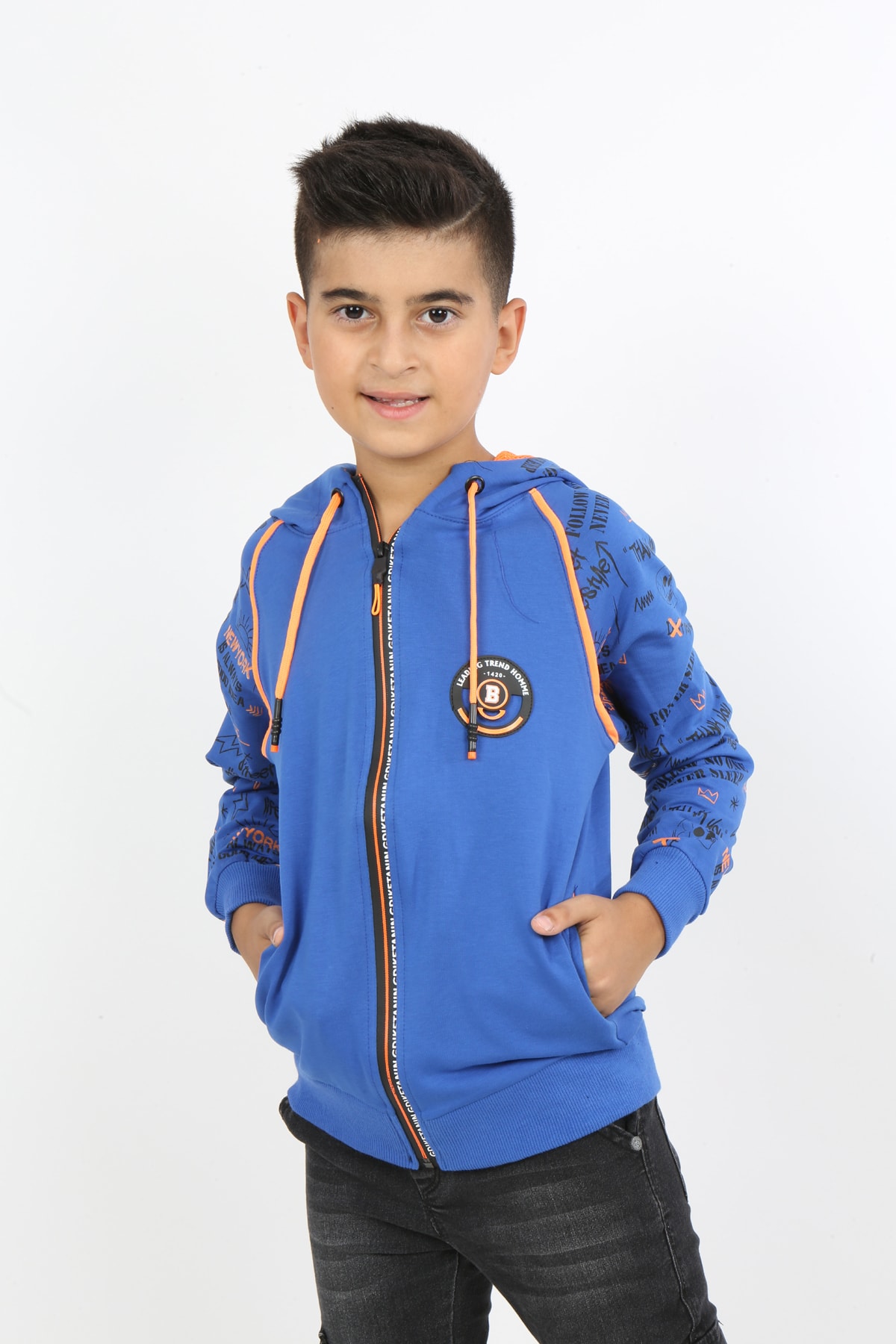 Erkek Çocuk Fermuarlı Kapüşonlu Cepli Sweatshirt