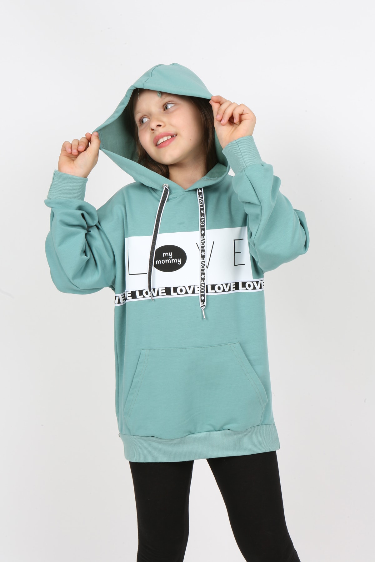 Kız Çocuk Kapüşonlu Cepli Sweatshirt