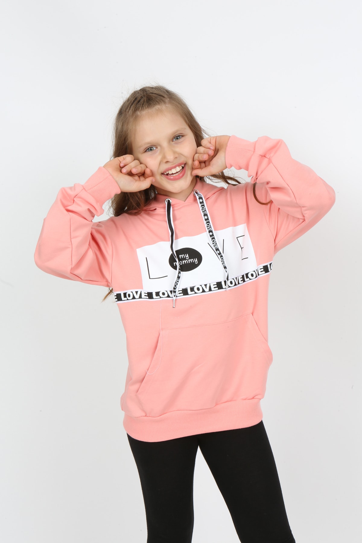 Kız Çocuk Kapüşonlu Cepli Sweatshirt