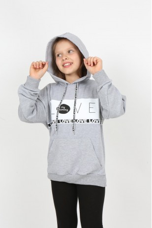 Толстовка с карманом и капюшоном для девочек