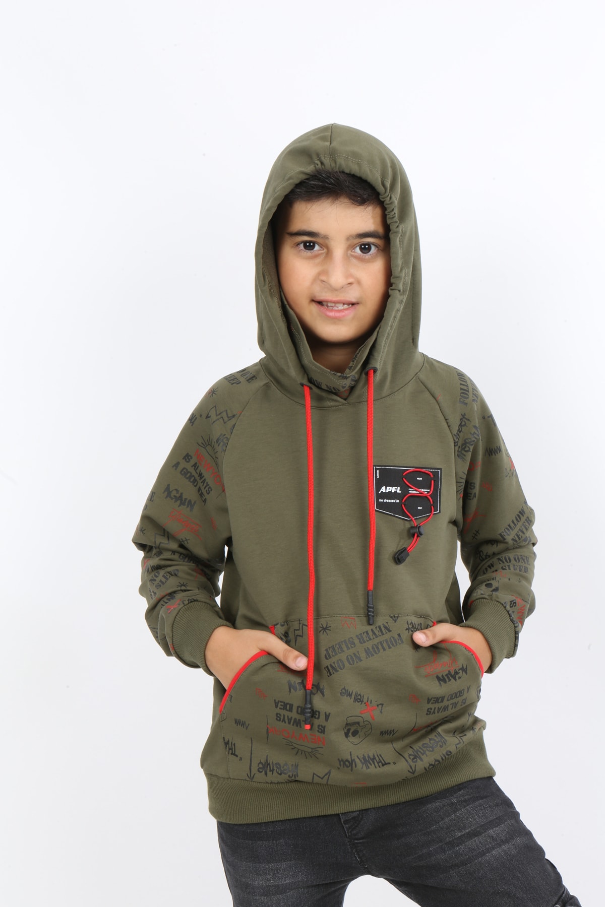 Boys Masked Hooded Sweatshirt with Pocket