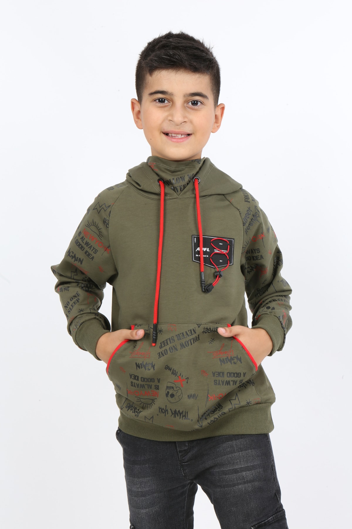 Jungen-Sweatshirt „Masked“ mit Kapuze und Tasche