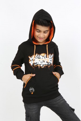 Толстовка с капюшоном и карманом с принтом для мальчика