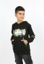 Erkek Çocuk Baskılı Kapüşonlu Cepli Sweatshirt