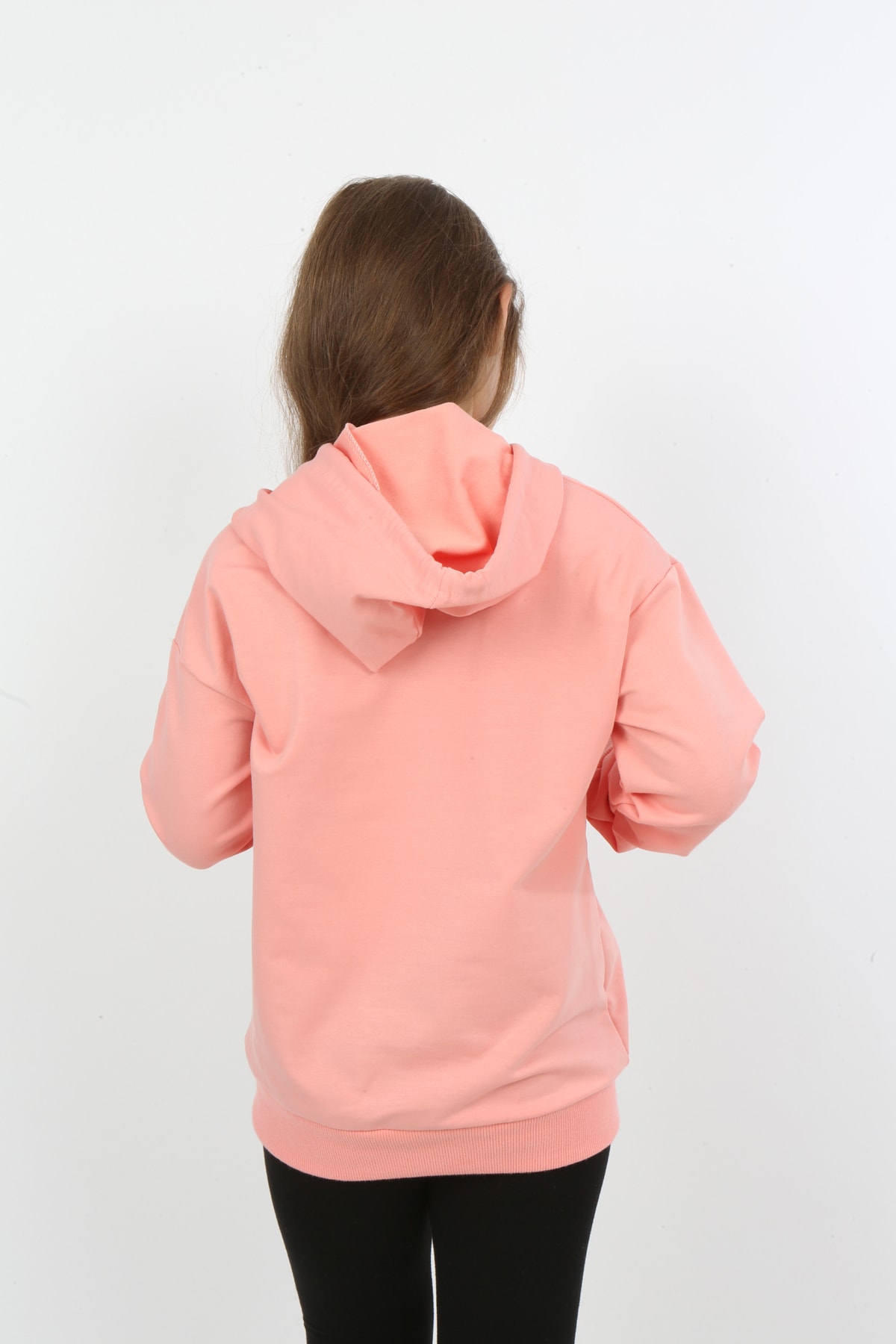 Kız Çocuk Baskılı Kapüşonlu Cepli Sweatshirt
