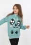 Kız Çocuk Baskılı Kapüşonlu Cepli Sweatshirt