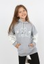 Kız Çocuk Baskılı Kapüşonlu Cepli Sweatshirt