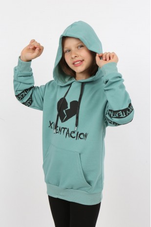 Bedrucktes Kapuzen-Sweatshirt für Kinder mit Taschen