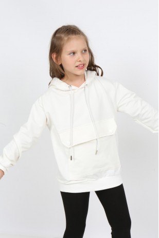 Unisex Çocuk Kapüşonlu Cepli Sweatshirt