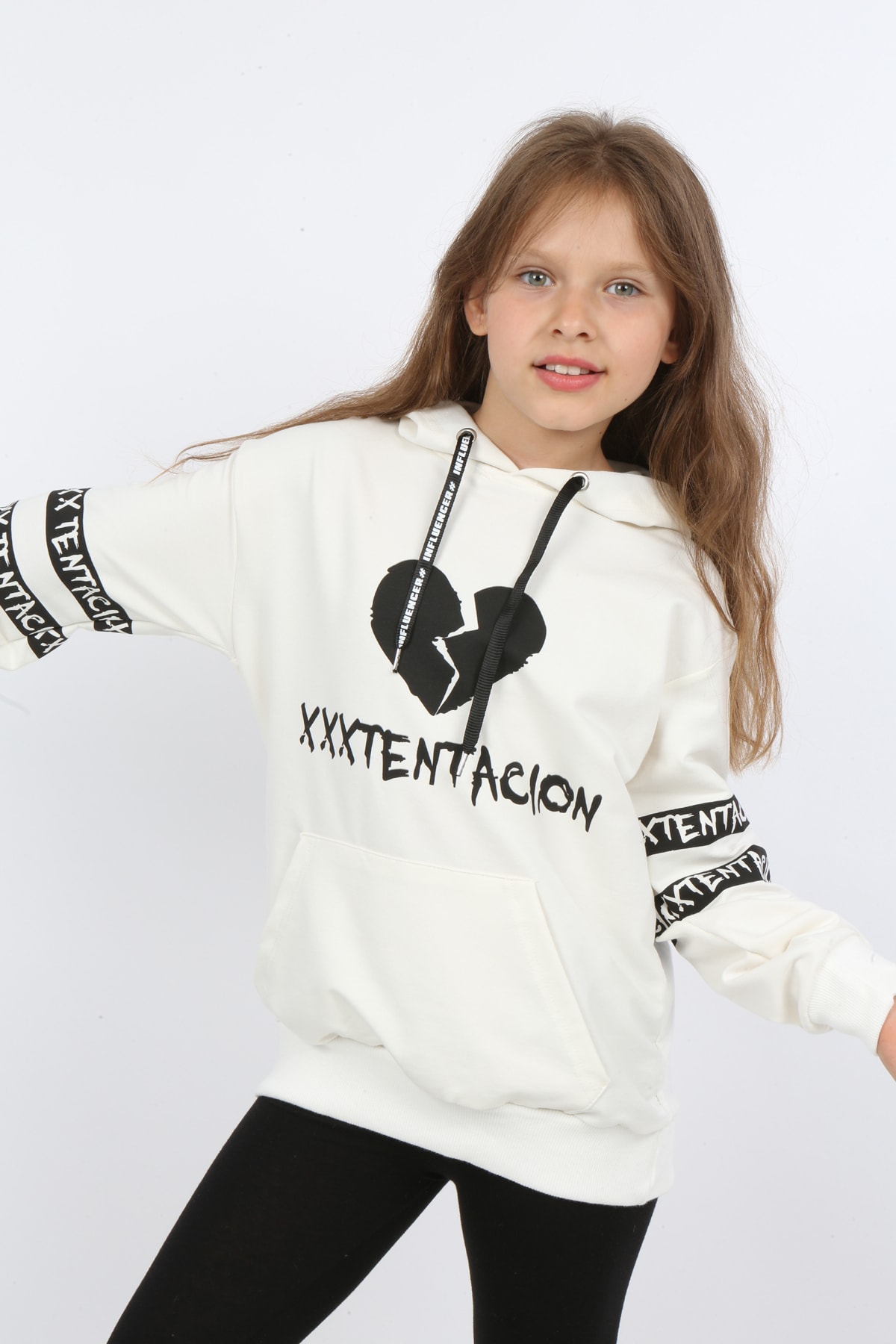 Çocuk Baskılı Kapüşonlu Cepli Sweatshirt