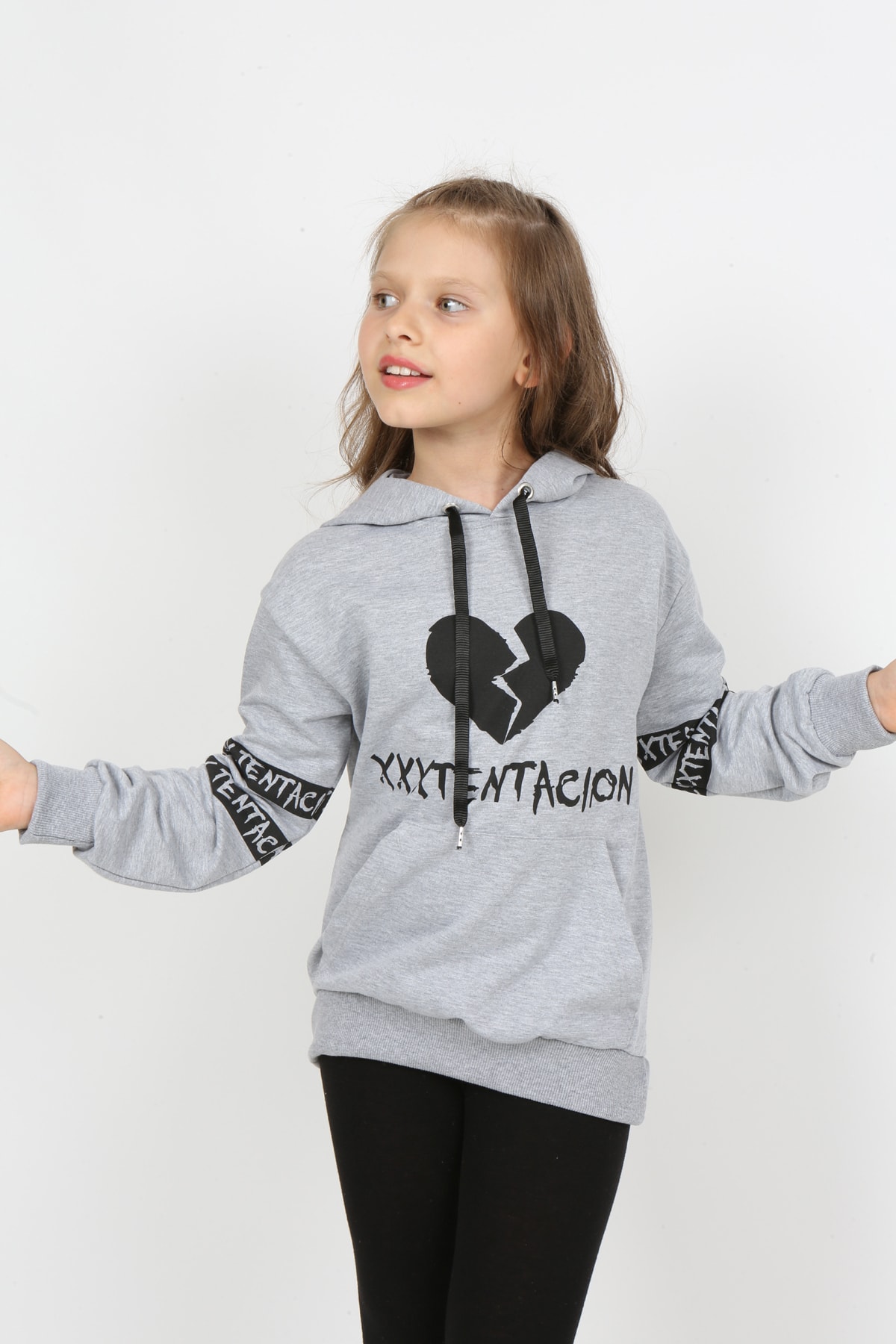 Çocuk Baskılı Kapüşonlu Cepli Sweatshirt