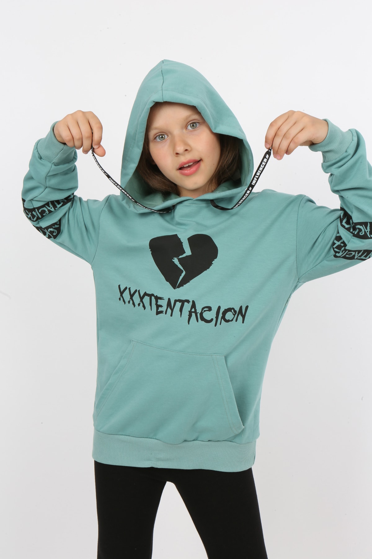 Çocuk Baskılı Kapüşonlu Cepli Sweatshirt