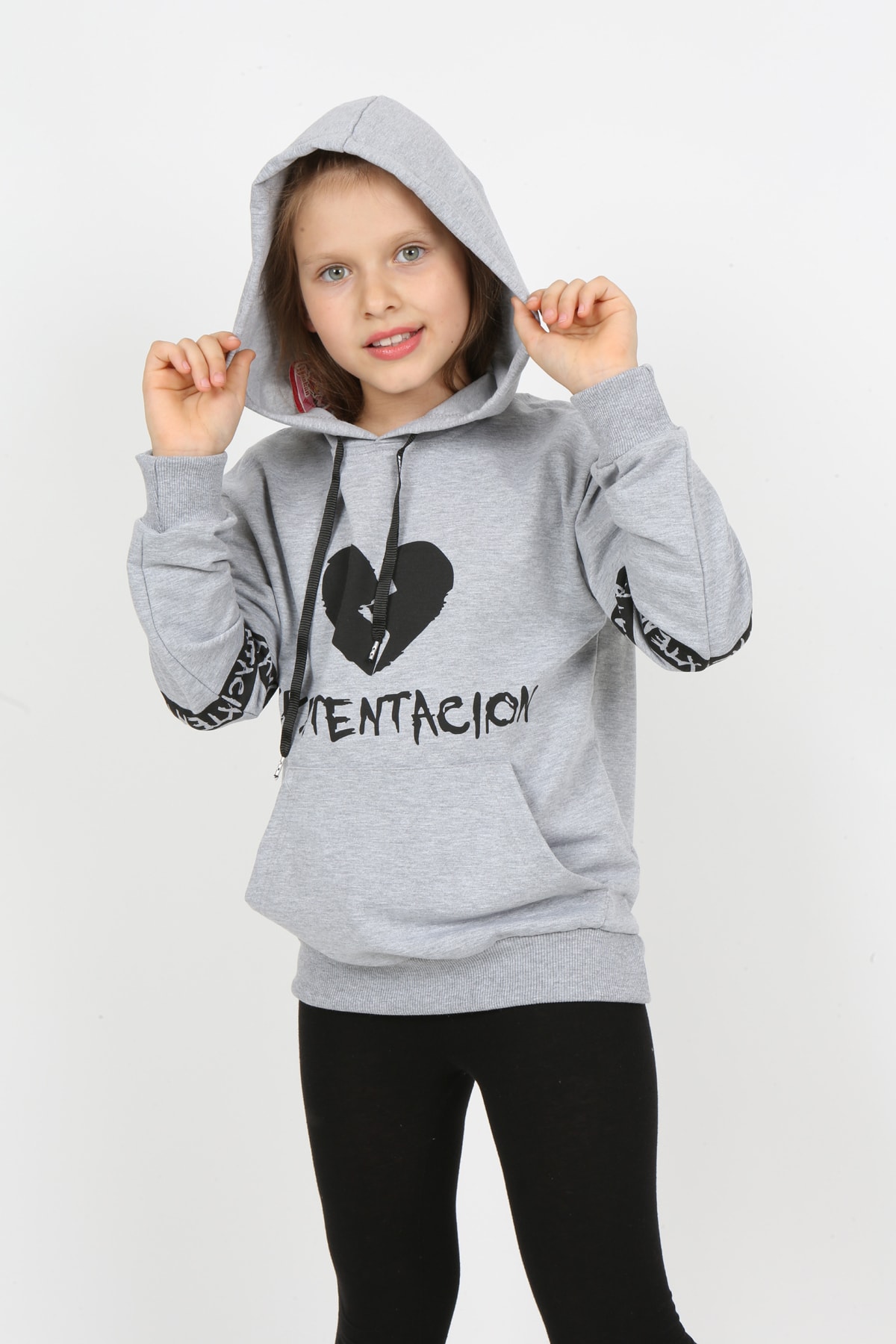 Çocuk Baskılı Kapüşonlu Cepli Sweatshirt