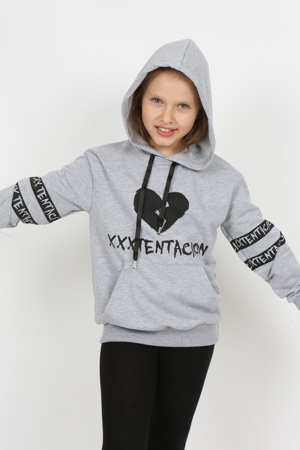 Çocuk Baskılı Kapüşonlu Cepli Sweatshirt