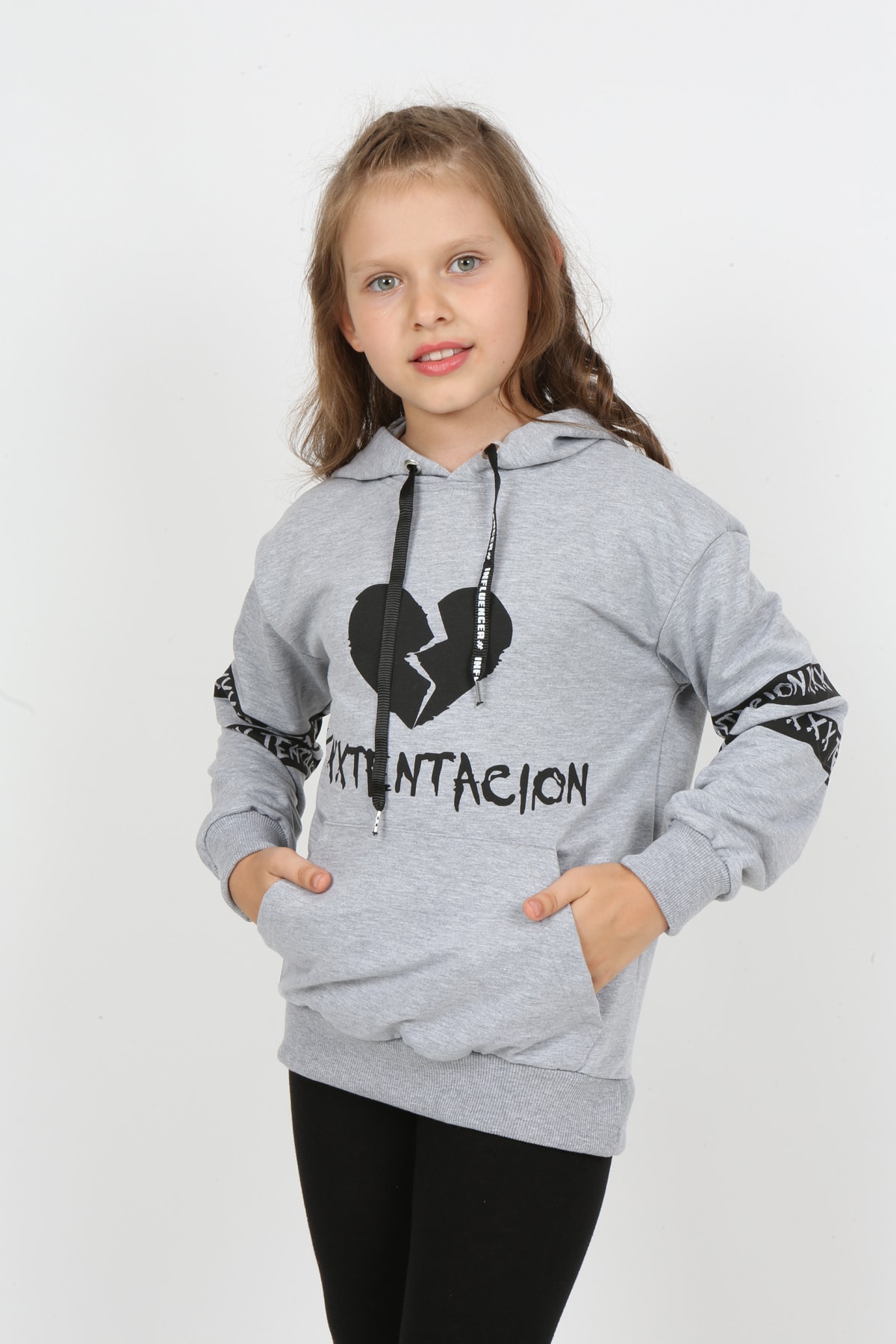 Çocuk Baskılı Kapüşonlu Cepli Sweatshirt