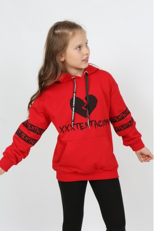Детская толстовка с капюшоном и карманами с принтом
