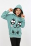 Kız Çocuk Baskılı Kapüşonlu Cepli Sweatshirt