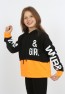 Kız Çocuk Göbek Üstü Çif Renkli Kapüşonlu Baskılı Sweatshirt