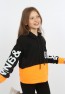 Kız Çocuk Göbek Üstü Çif Renkli Kapüşonlu Baskılı Sweatshirt