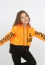 Kız Çocuk Göbek Üstü Çif Renkli Kapüşonlu Baskılı Sweatshirt