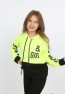 Kız Çocuk Göbek Üstü Çif Renkli Kapüşonlu Baskılı Sweatshirt