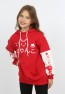 Kız Çocuk Baskılı Kapüşonlu Cepli Sweatshirt