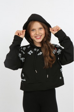 Толстовка с капюшоном и карманами для девочек