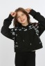 Kız Çocuk Göbek Üstü Kapüşonlu Cepli Baskılı Sweatshirt