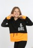 Kız Çocuk Göbek Üstü Çif Renkli Kapüşonlu Baskılı Sweatshirt