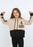 Kız Çocuk Göbek Üstü Çif Renkli Kapüşonlu Baskılı Sweatshirt