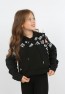 Kız Çocuk Göbek Üstü Kapüşonlu Cepli Baskılı Sweatshirt