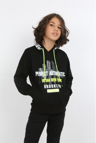 Толстовка с капюшоном и карманом с принтом для мальчика