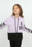 Kız Çocuk Göbek Üstü Çif Renkli Kapüşonlu Baskılı Sweatshirt
