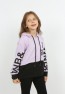 Kız Çocuk Göbek Üstü Çif Renkli Kapüşonlu Baskılı Sweatshirt