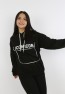 Kız Çocuk Yazı Baskılı Kapüşonlu Cepli Sweatshirt