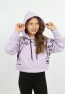 Kız Çocuk Göbek Üstü Kapüşonlu Cepli Baskılı Sweatshirt