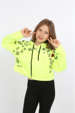 Толстовка с капюшоном и карманами для девочек