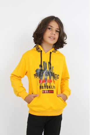 Толстовка с капюшоном и карманом с принтом для мальчика