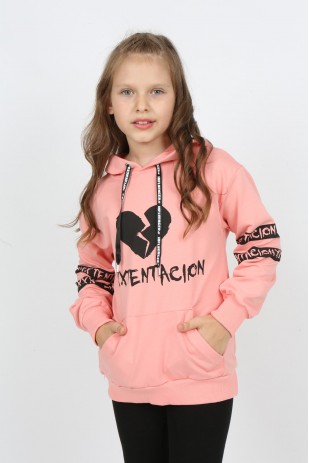 Bedrucktes Kapuzen-Sweatshirt für Kinder mit Taschen