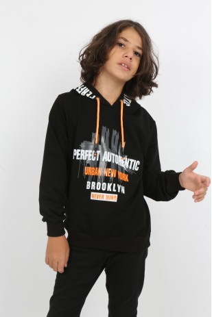 Толстовка с капюшоном и карманом с принтом для мальчика