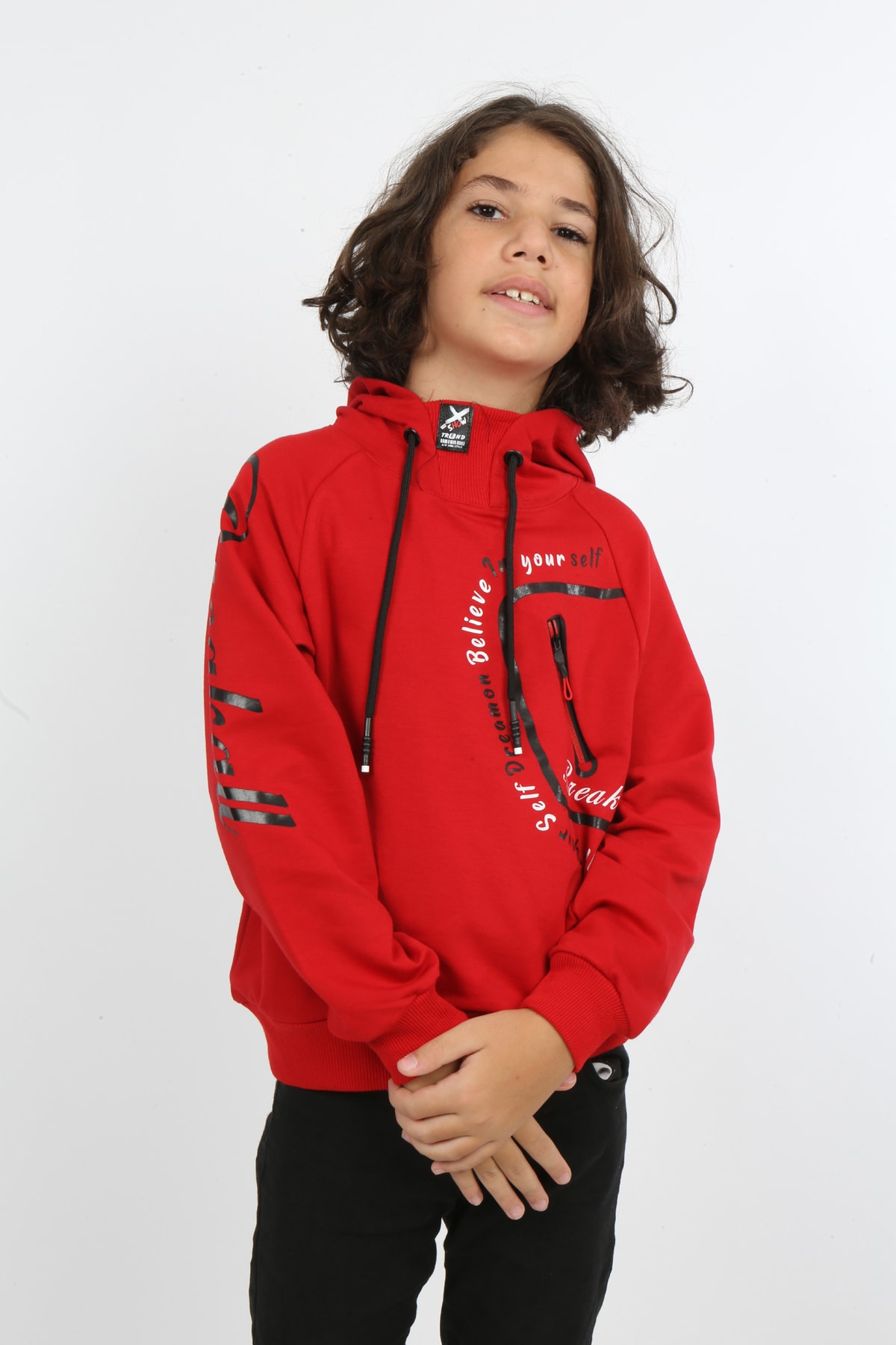 Erkek Çocuk Baskılı Kapüşonlu Sweatshirt