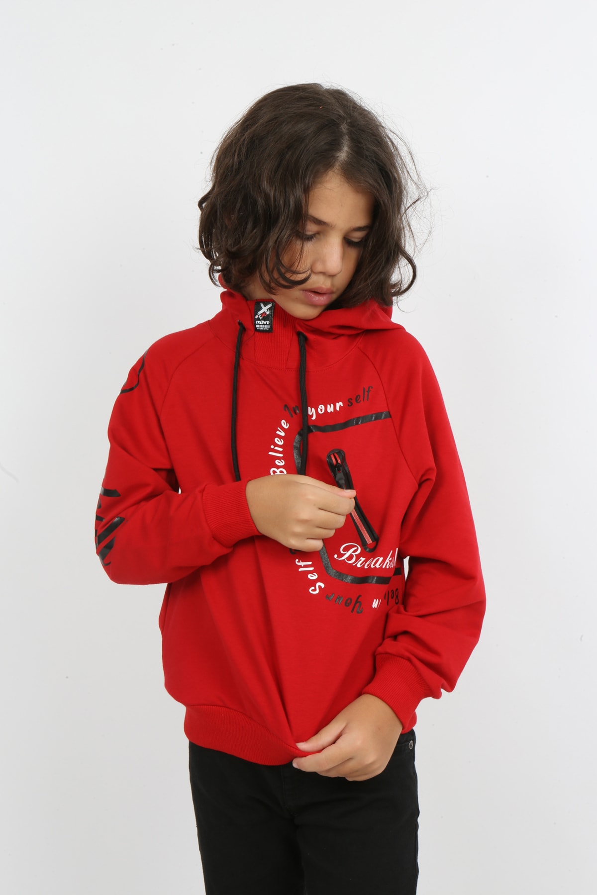Erkek Çocuk Baskılı Kapüşonlu Sweatshirt