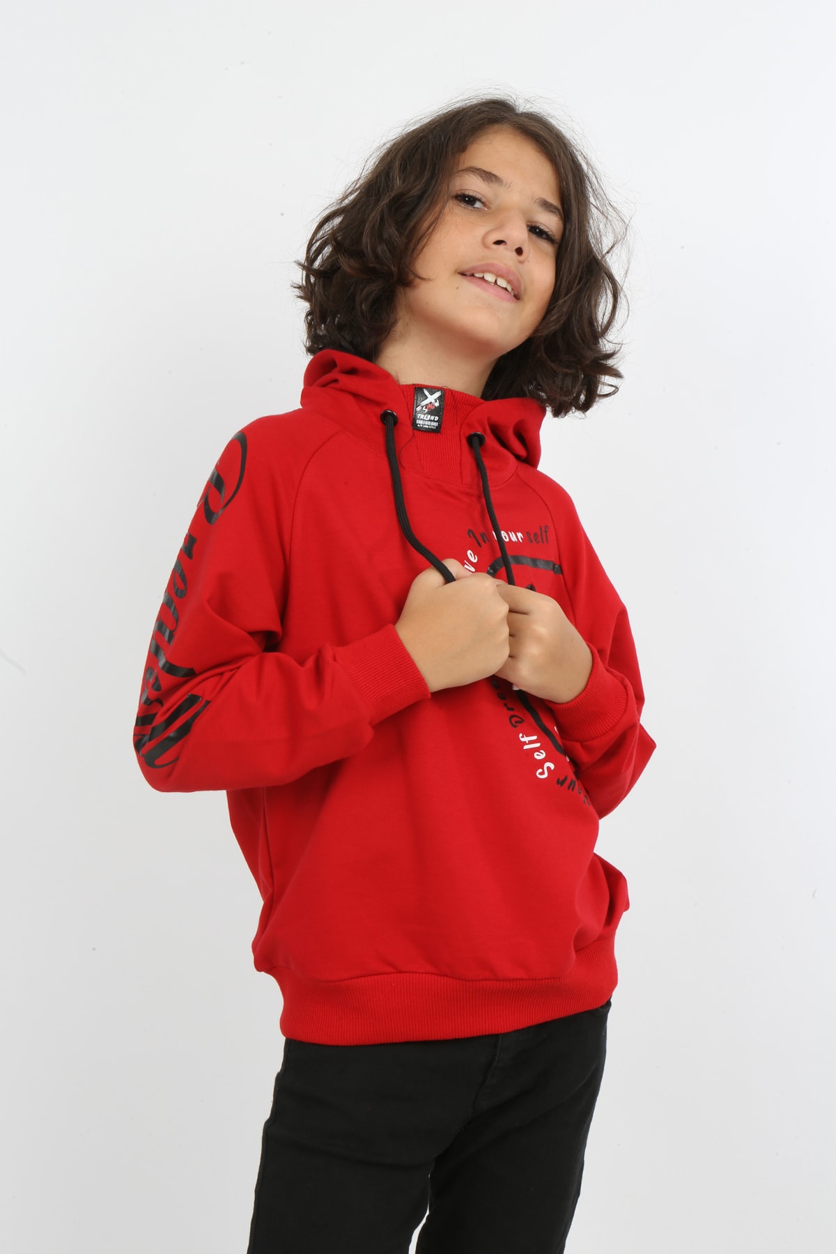 Erkek Çocuk Baskılı Kapüşonlu Sweatshirt