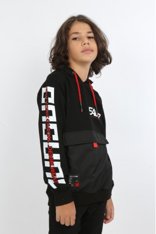 Толстовка с капюшоном и карманом с принтом для мальчика