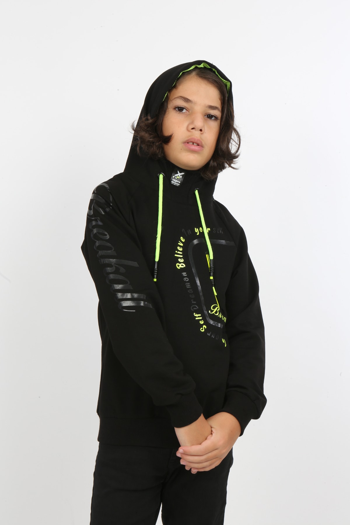 Erkek Çocuk Baskılı Kapüşonlu Sweatshirt