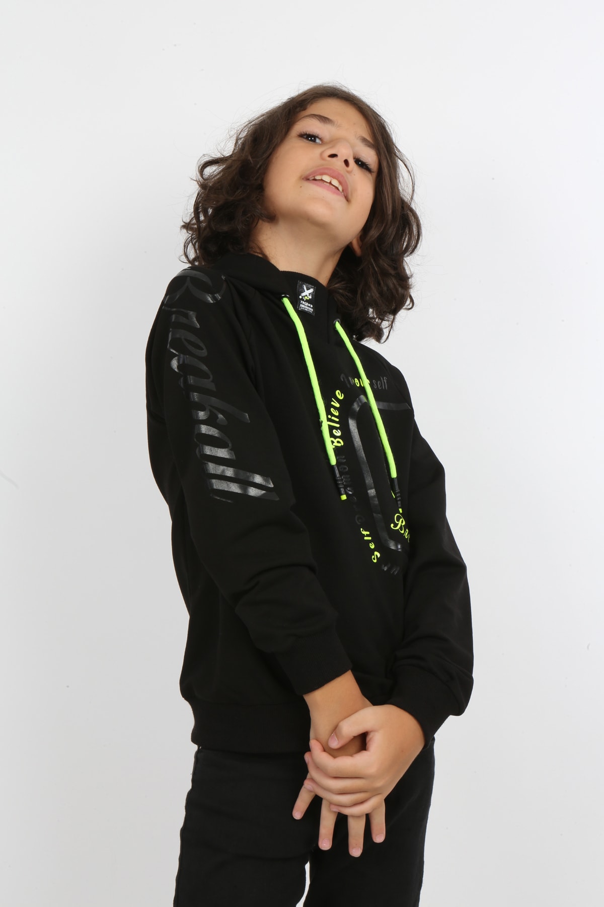 Erkek Çocuk Baskılı Kapüşonlu Sweatshirt