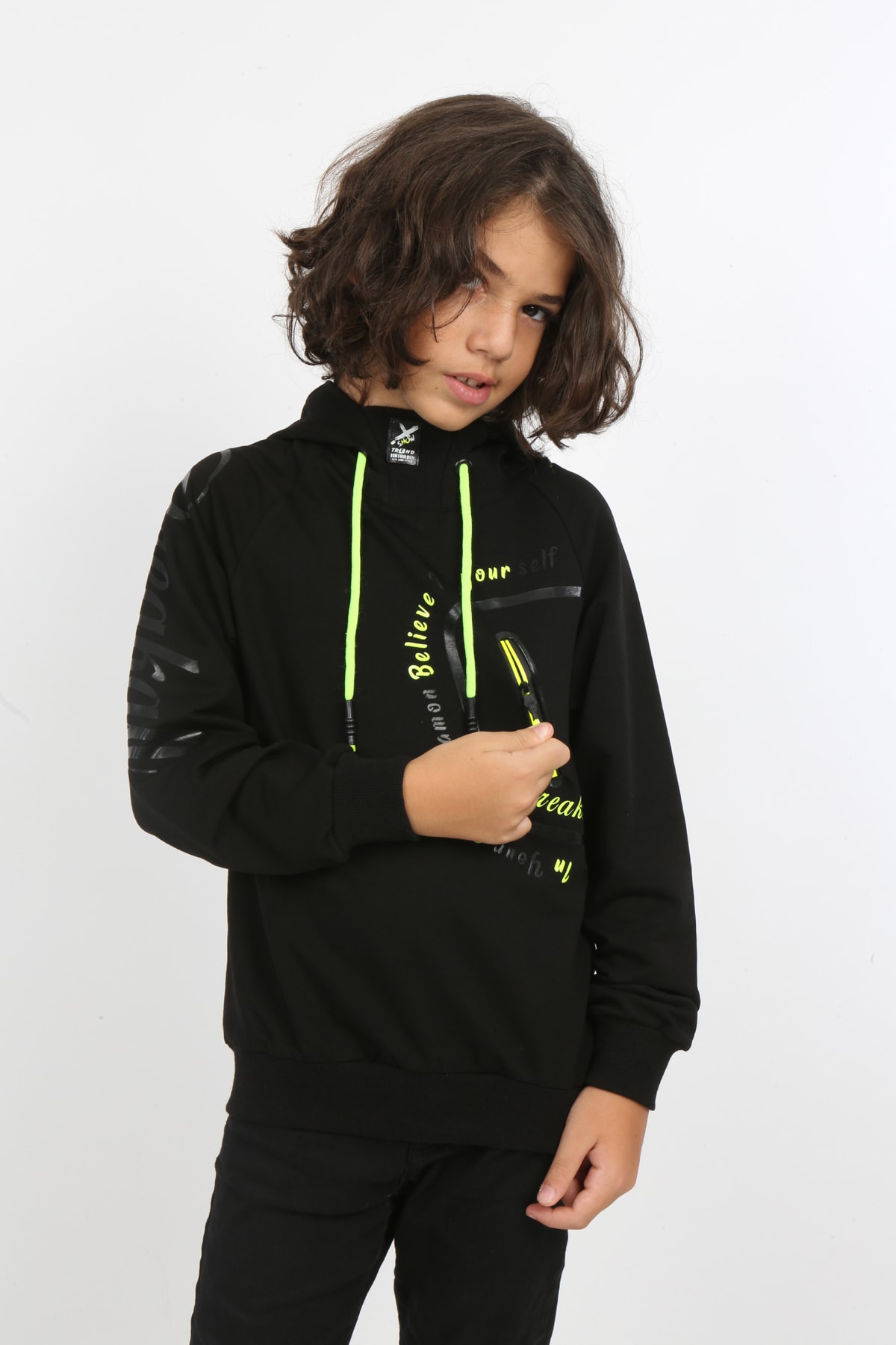 Erkek Çocuk Baskılı Kapüşonlu Sweatshirt