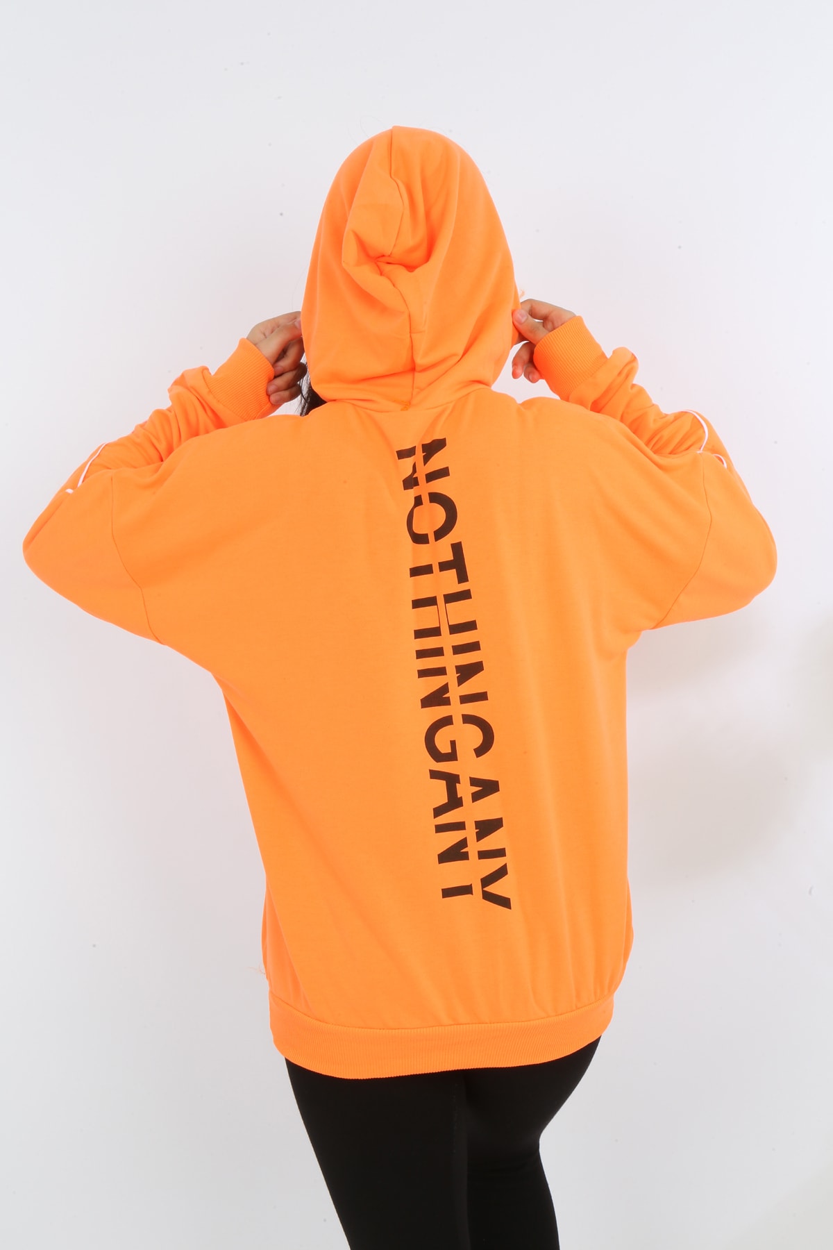 Kız Çocuk Yazı Baskılı Kapüşonlu Cepli Sweatshirt