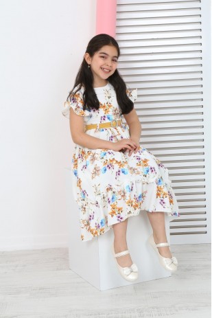 فستان شيفون منقوش بالزهور للفتيات